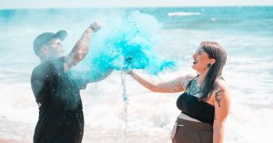 blue color powder gender reveal