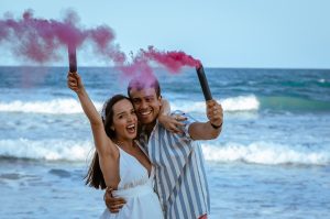 pink color powder gender reveal